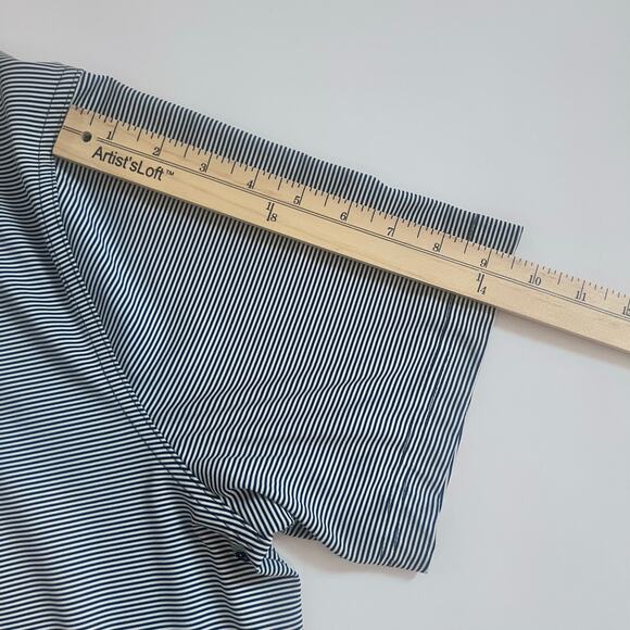 NIKE MENS DRY FIT MENS GOLF POLO SHORT SLEEVE SHIRT NAVY BLUE STRIPED SIZE LARGE - Picture 11 of 13